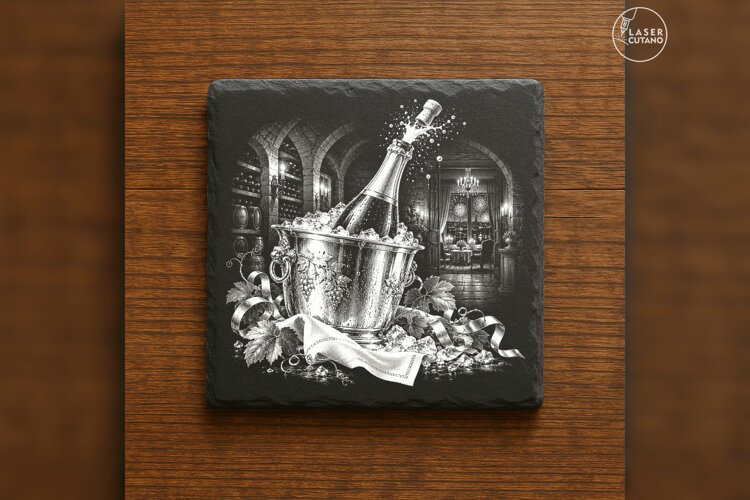 The Foil-Crowned Bottle New Year Celebration Laser Engraving example image 1