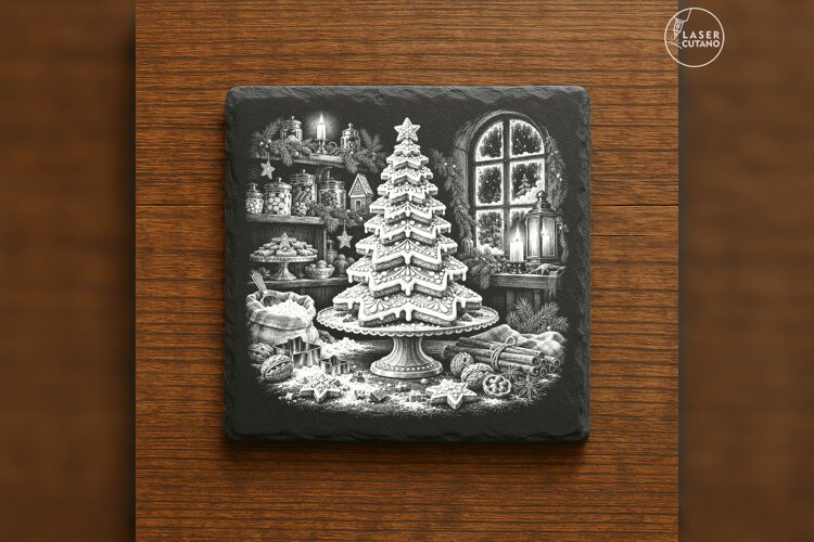 The Gingerbread Fir Centerpiece Christmas Engraving PNG example image 1