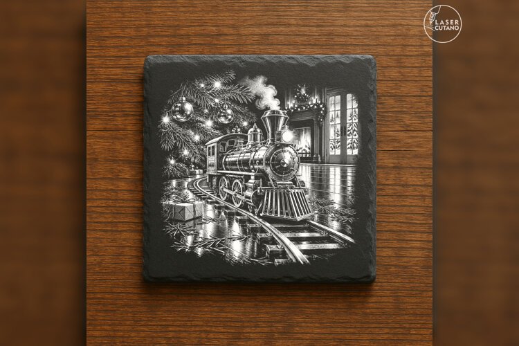 Midnight Toy Train Laser Engraving PNG example image 1