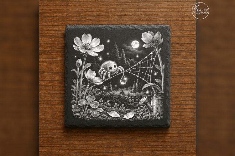The Dewdrop Weaver Cute Spooky Halloween Engraving PNG example image 1