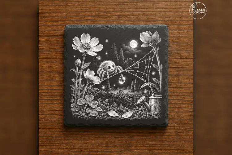 The Dewdrop Weaver Cute Spooky Halloween Engraving PNG