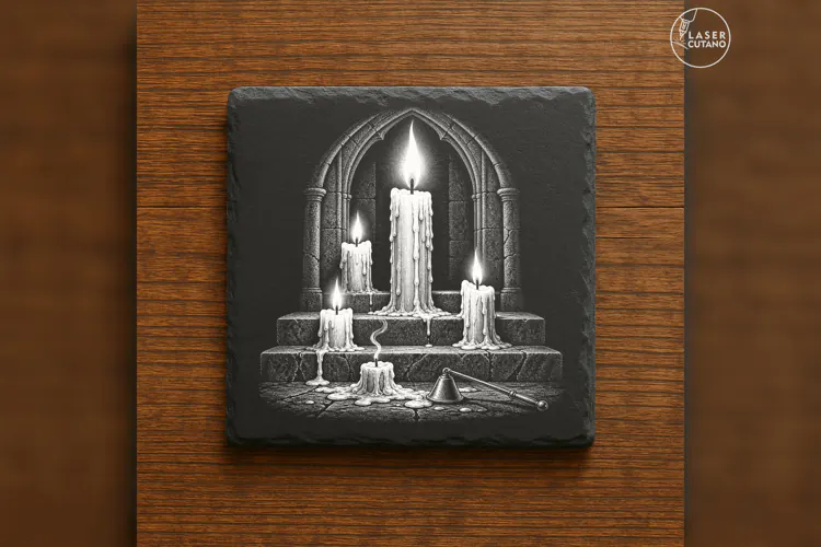 The Waxen Vigil Gothic Halloween Laser Engraving PNG