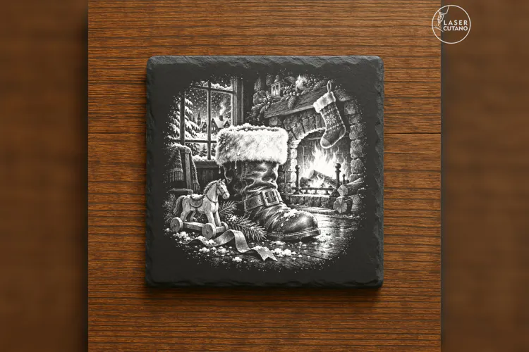 The Fireside Boot Santa Claus Christmas Laser Engraving PNG