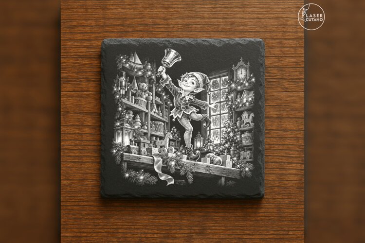 Bell-Ringer Toy Shelf Christmas Laser Engraving PNG example image 1