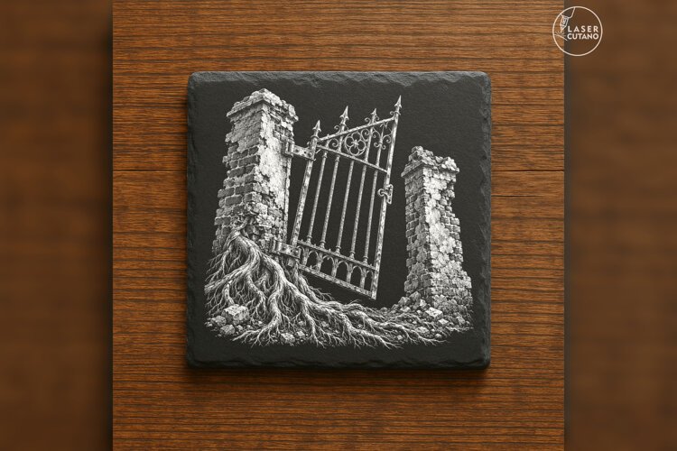 The Root-Taken Gate Haunted House Laser Engraving PNG example image 1