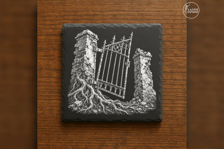 The Root-Taken Gate Haunted House Laser Engraving PNG