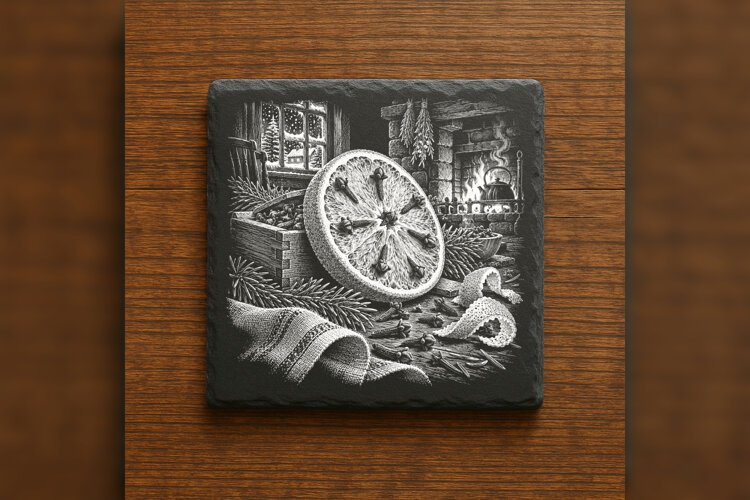 The Orange and Clove Hearth Laser Engraving PNG example image 1