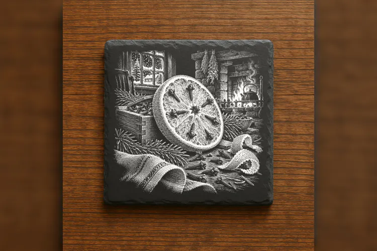The Orange and Clove Hearth Laser Engraving PNG