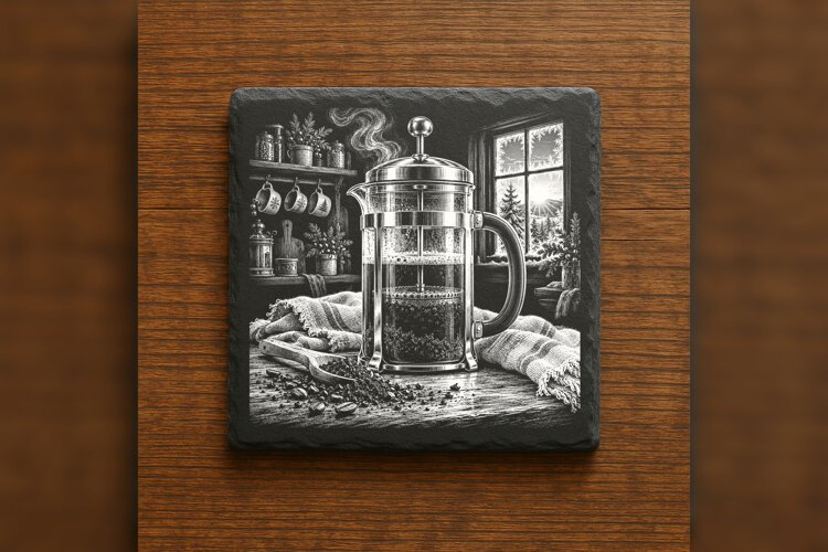 The French Press Morning Winter Drink Laser Engraving PNG example image 1