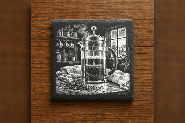 The French Press Morning Winter Drink Laser Engraving PNG
