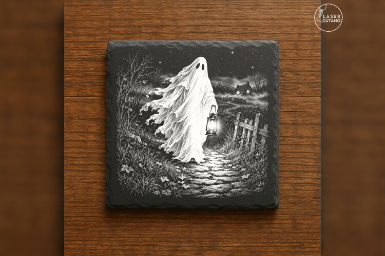 The Lantern Visitor Vintage Halloween Laser Engraving PNG example image 1