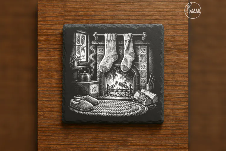 The Woolen Hearth Cozy Winter Christmas Laser Engraving PNG