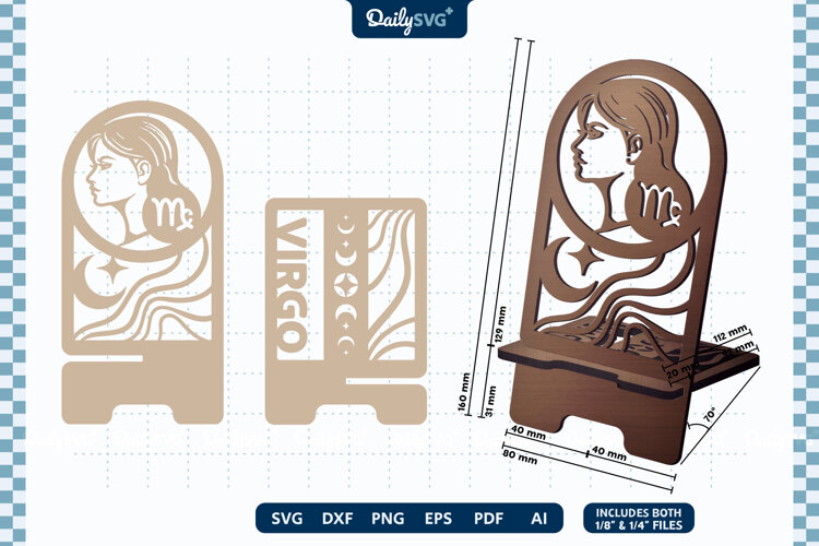 Zodiac Phone Holder SVG | Virgo Laser Cut Stand example image 1