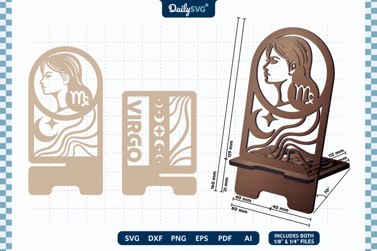 Zodiac Phone Holder SVG | Virgo Laser Cut Stand