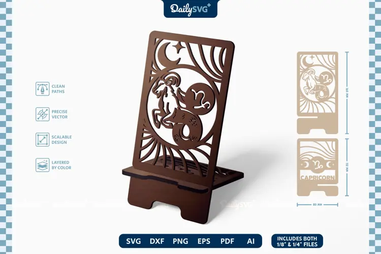 Zodiac Phone Holder SVG | Capricorn Laser Cut Stand