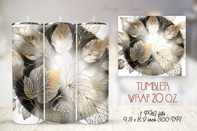 Amazing watercolor leaves straight tumbler 20oz wrap design