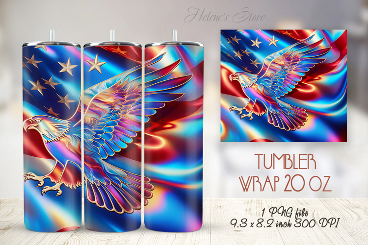 USA Fourth of July tumbler wrap 20oz | Patriotic Bald eagle