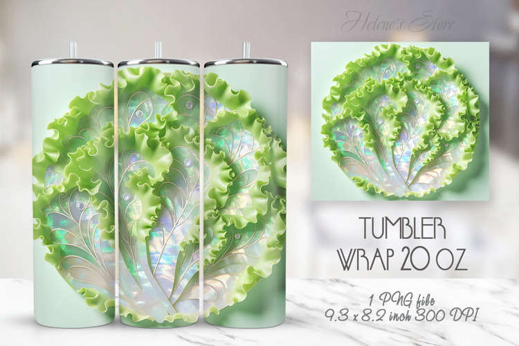 Light green leaves tumbler 20oz wrap sublimation design png