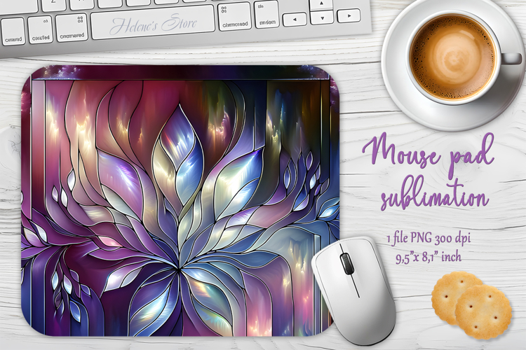 Iridescent purple floral mouse pad sublimation design png