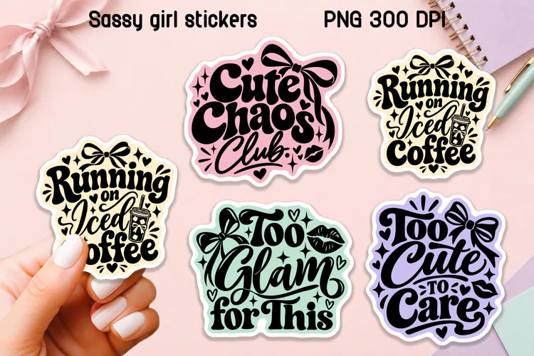 Cute Chaos Girly Stickers PNG Printable