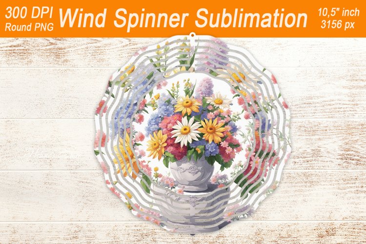 Wildflower Bouquet Wind spinner | Wind spinner sublimation example image 1