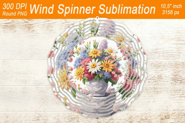 Wildflower Bouquet Wind spinner | Wind spinner sublimation