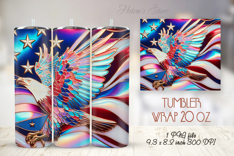 USA Fourth of July tumbler wrap 20oz | Patriotic Bald eagle