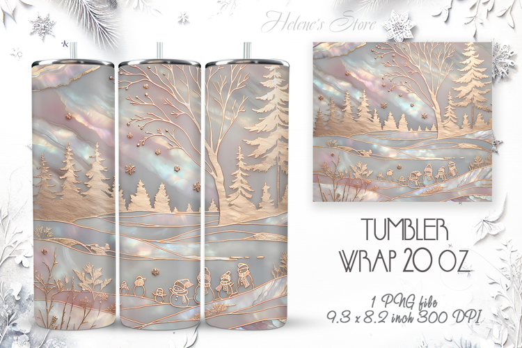 Christmas tree tumbler wrap 20oz sublimation | Magic snowman