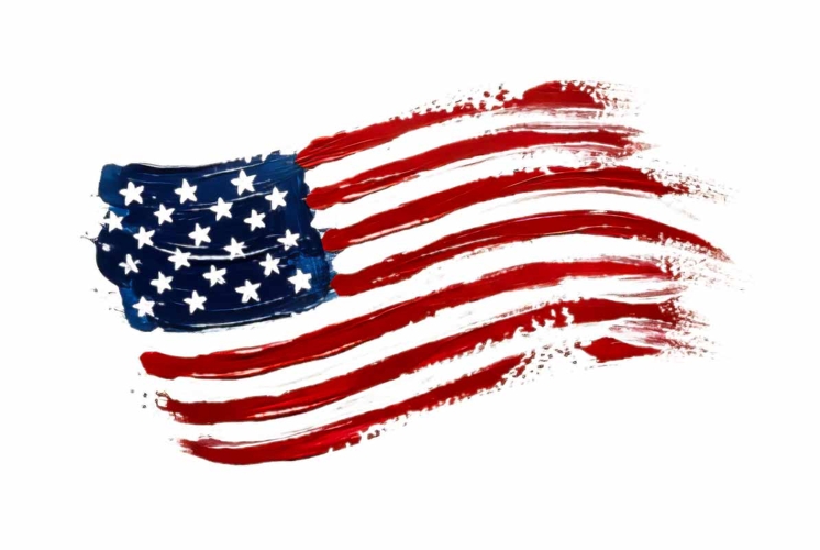 brush paint stroke of USA flag theme