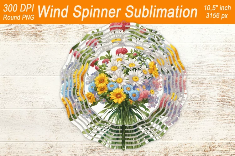 Wildflower Bouquet Wind spinner | Wind spinner sublimation