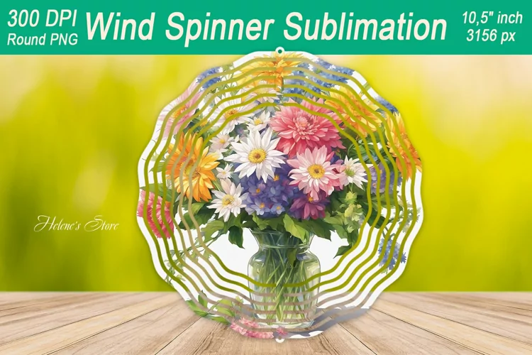 Wildflower Bouquet Wind spinner | Wind spinner sublimation