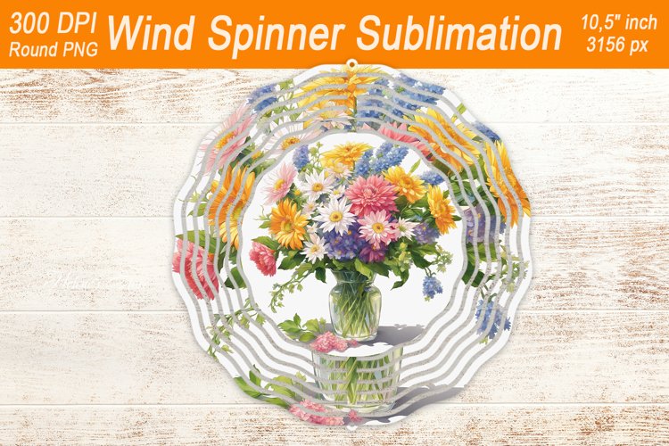 Wildflower Bouquet Wind spinner | Wind spinner sublimation example image 1