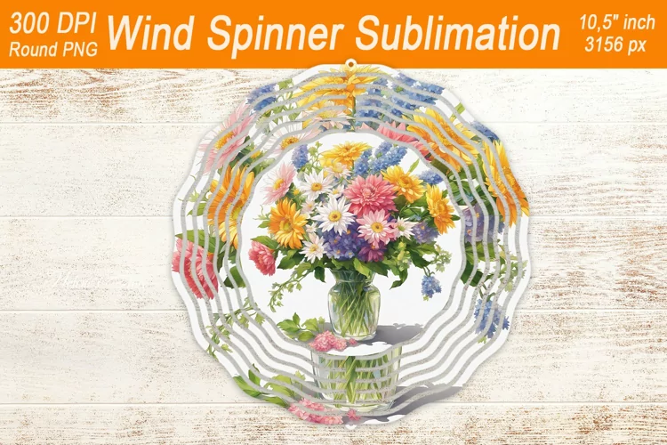 Wildflower Bouquet Wind spinner | Wind spinner sublimation