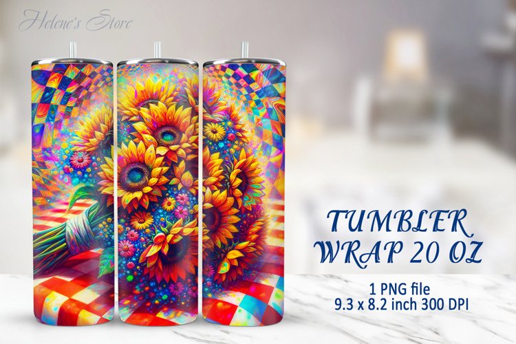 Tumbler Sublimation | 20oz Skinny Tumbler Wrap | Sunflower