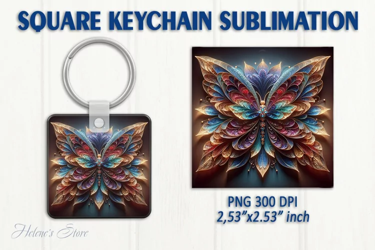 3d Crystal butterfly keychain sublimation | Square keychain