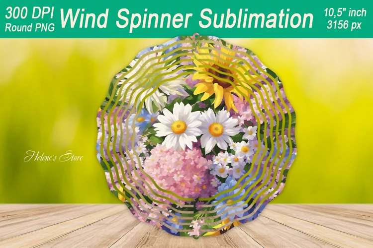 Wildflower Bouquet Wind spinner | Wind spinner sublimation