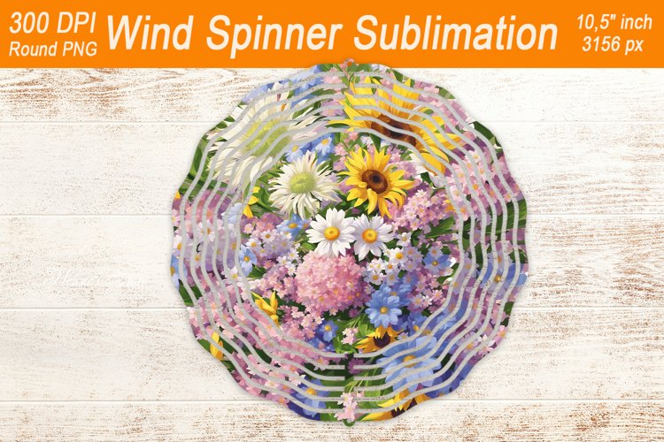 Wildflower Bouquet Wind spinner | Wind spinner sublimation example image 1