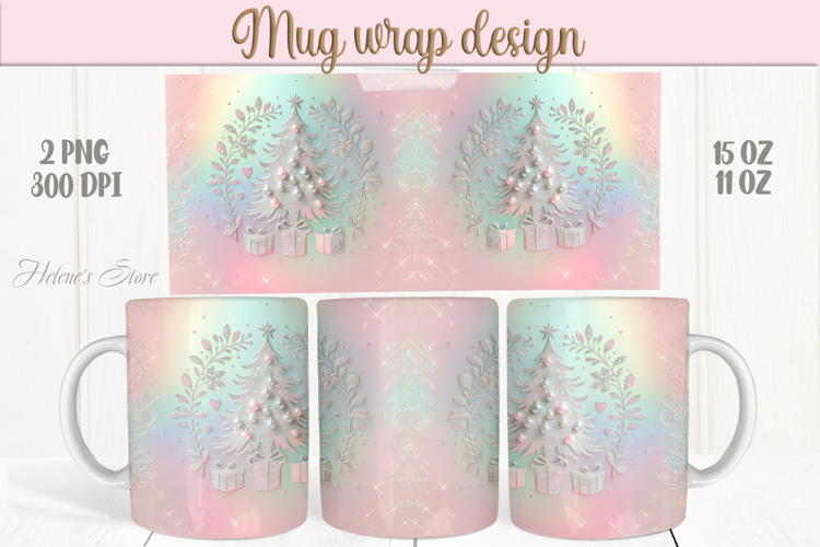 Magic Christmas gifts mug wrap png |Pink & gold mug design