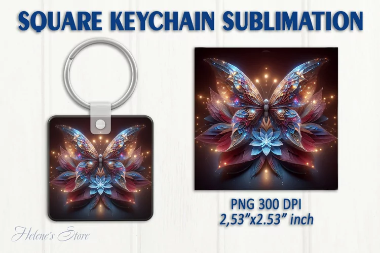 3d Crystal butterfly keychain sublimation | Square keychain