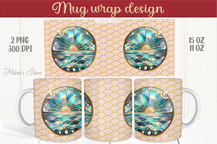 Summer beach palm tree mug wrap 15oz sublimation designs png