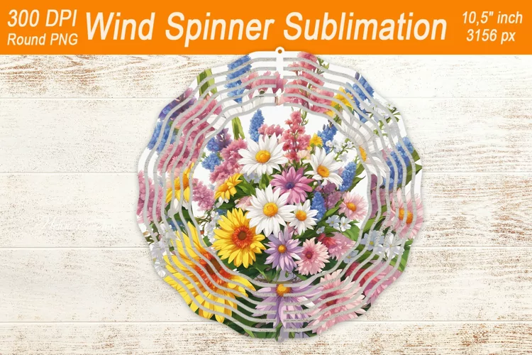 Wildflower Bouquet Wind spinner | Wind spinner sublimation