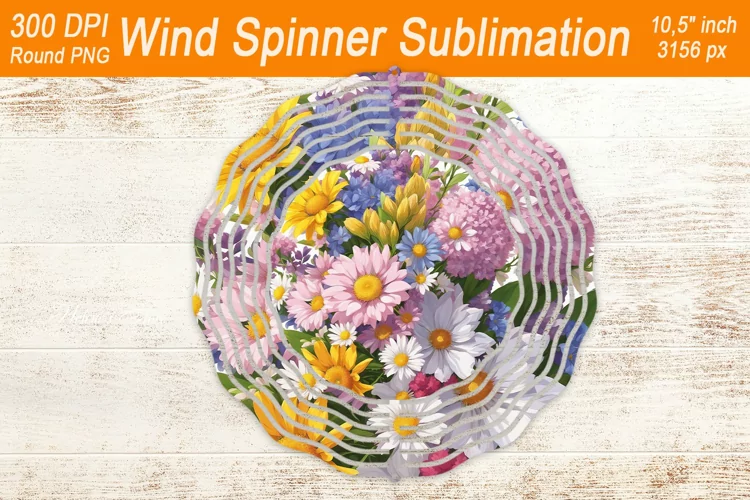 Wildflower Bouquet Wind spinner | Wind spinner sublimation
