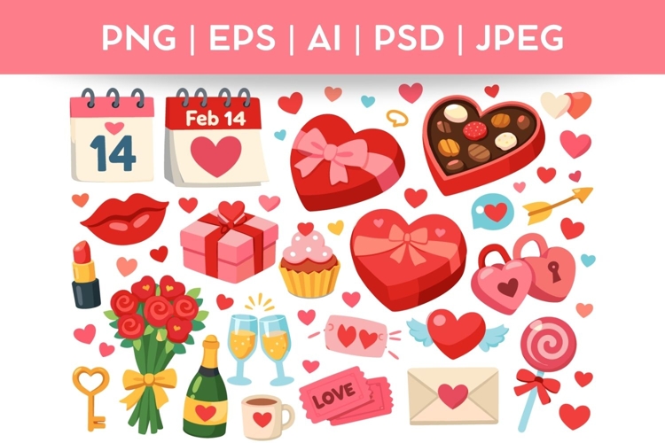 Cute Valentines Day Doodle| Vector   PNG Illustration