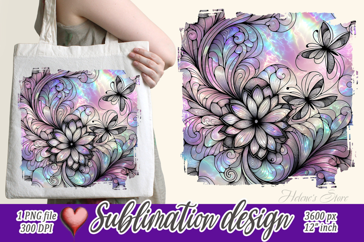Butterfly pattern illustration|Purple sublimation design png