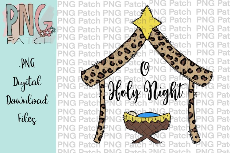 O Holy Night, Leopard Print Manger, Christmas PNG File example image 1