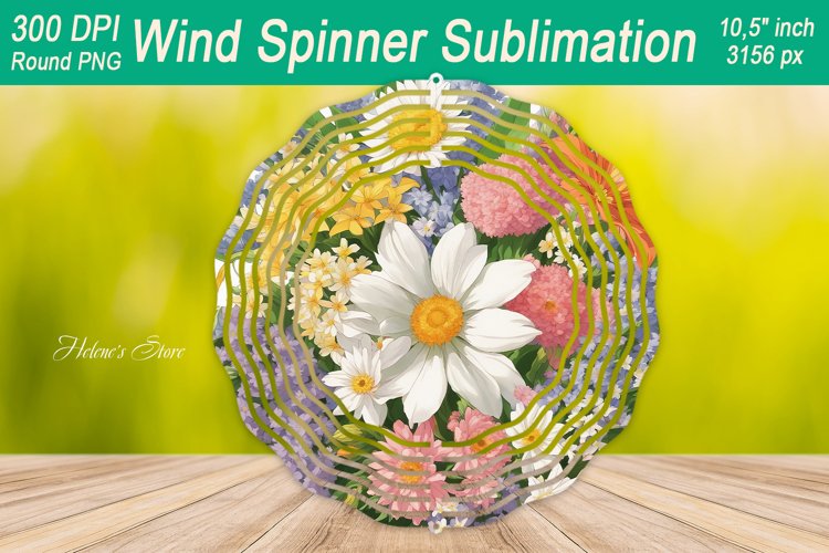 Wildflower Bouquet Wind spinner | Wind spinner sublimation example image 1