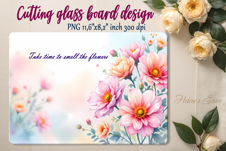 Spring flowers cutting board sublimation | Watercolor floral