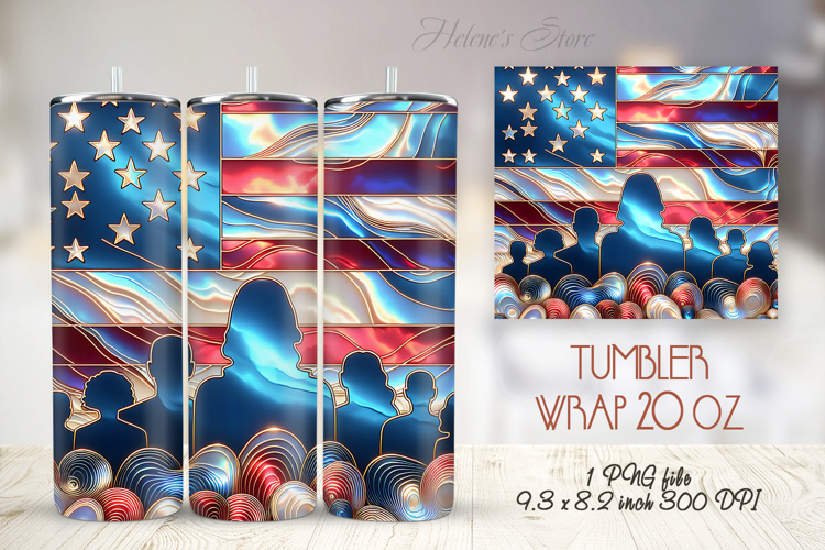 USA Patriotic tumbler wrap 20oz | Fourth of July holiday png