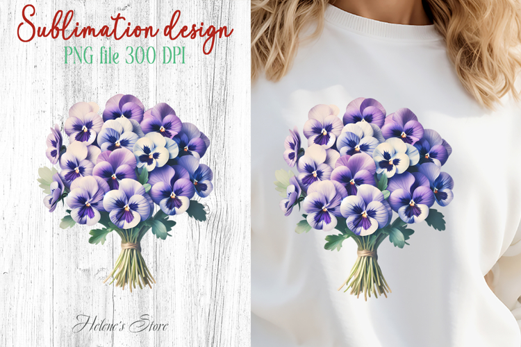 Summer flowers sublimation design png | Cute pansy clipart