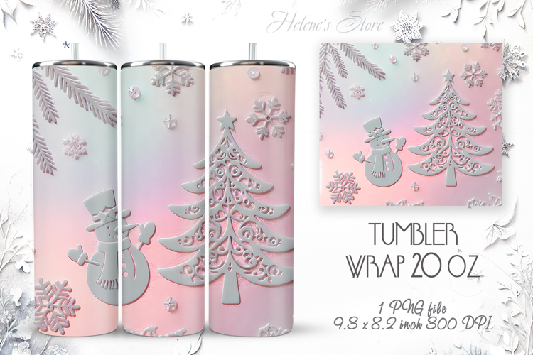 Christmas tree tumbler wrap 20oz sublimation | Golden Magic